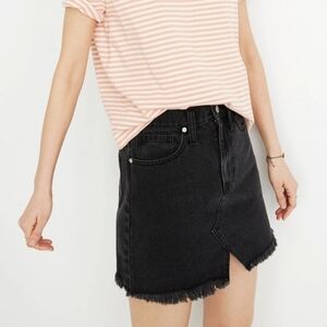 Madewell Rigid Denim A-line Cotton Cutoff Mini Skirt Light Black Wash